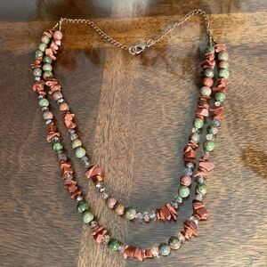 Earthy Tones Multi Strand Beaded Necklace Earth Tone